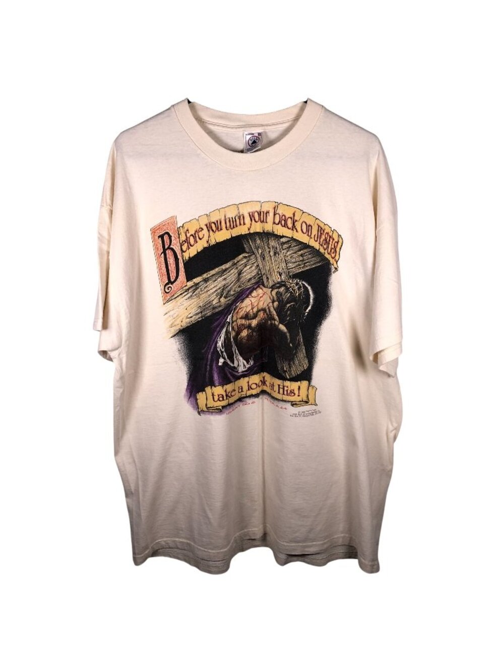 Before You Turn Your Back On Jesus Graphic T-Shirt XXL Preshrunk Graphic Tee